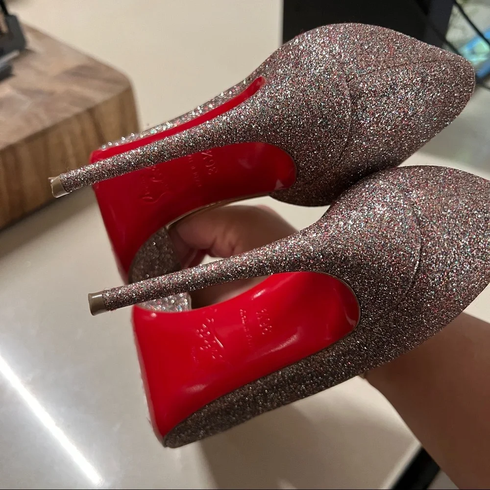 Louboutin Iriza Sparkle 100mm Sz 36.5 - Picture 5 of 7